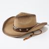European and American new western denim straw hat women's French vacation sunscreen hat outdoor camping shading weaving