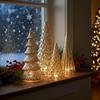 Desktop LED Christmas Tree Statue Ornaments Acrylic Home Decoration Table Centerpieces Small Christmas Tree Figurine with Lights