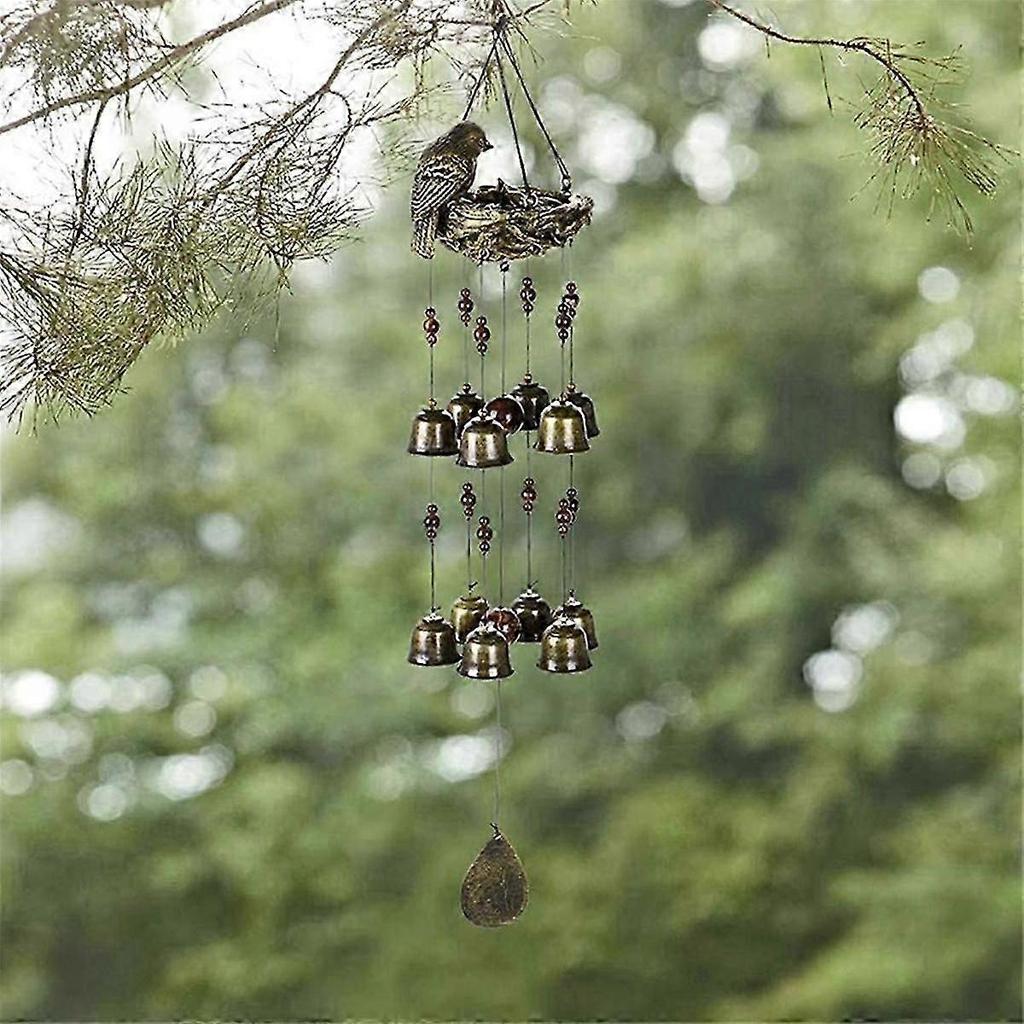 1pcs Bird Nest Wind Chimes, Wind Chime With 12 Pieces Bronze Bells For Garden, Yard, Patio And Home