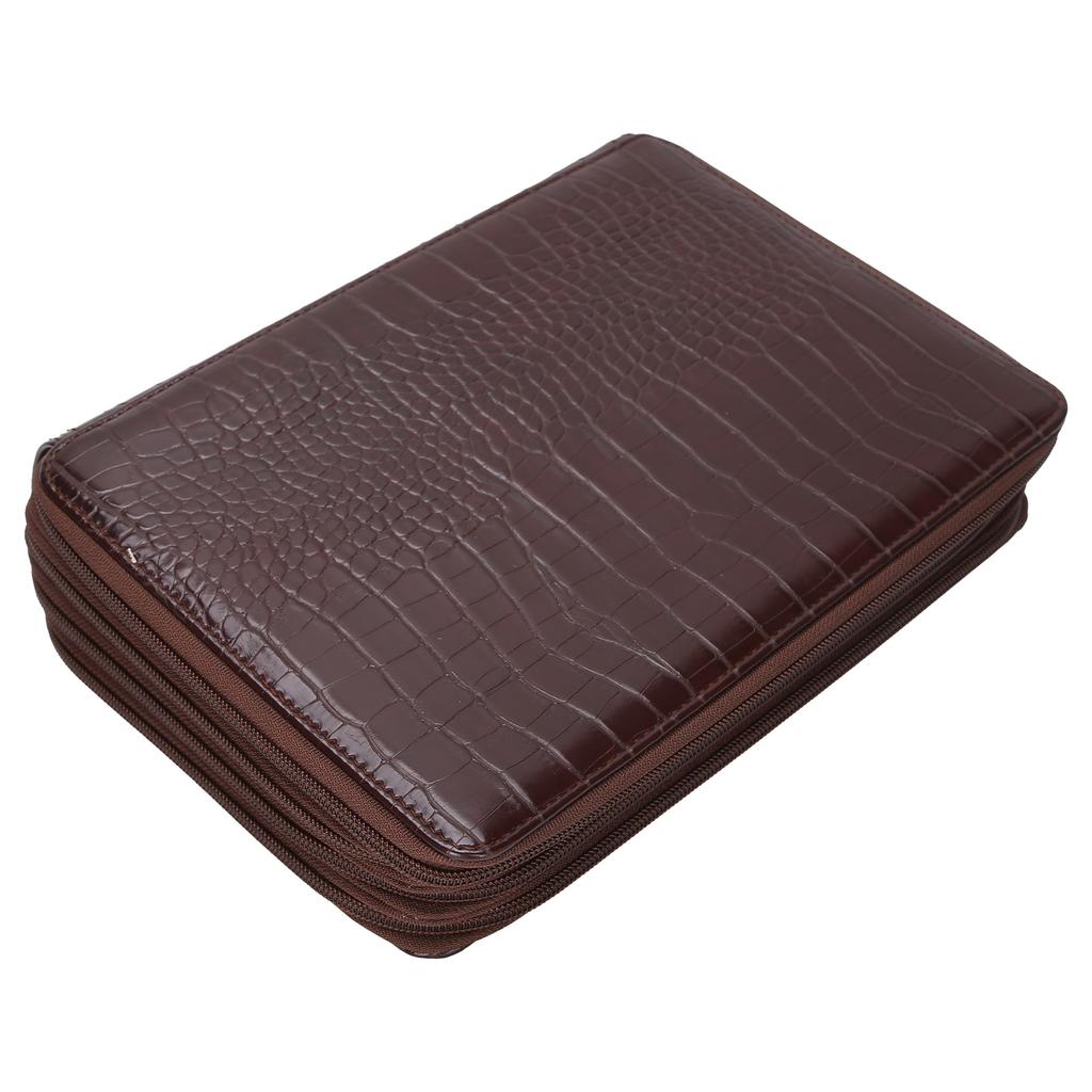 Pen Case Large Capacity 200 Slots Pencil Holder 4‑Layer Zipper Classified Storage PocketBrown