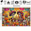 Mexican Culture Event Background with Marigolds and Papel Picado Flags