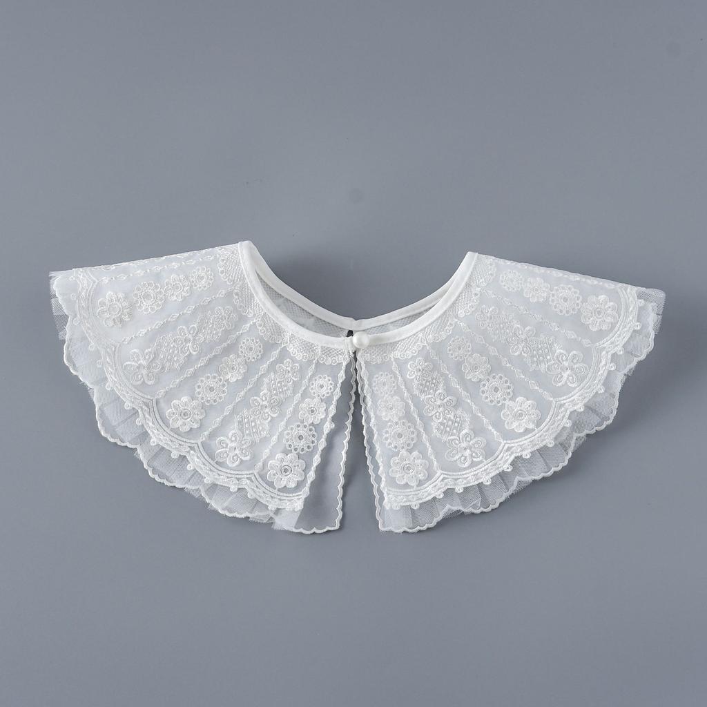 Korean Style Fake Collar Shwal with Straps Decorative Women's Shirt Fake Collar Shawl Wrap Hollow Out Embroidery Lace Necklace