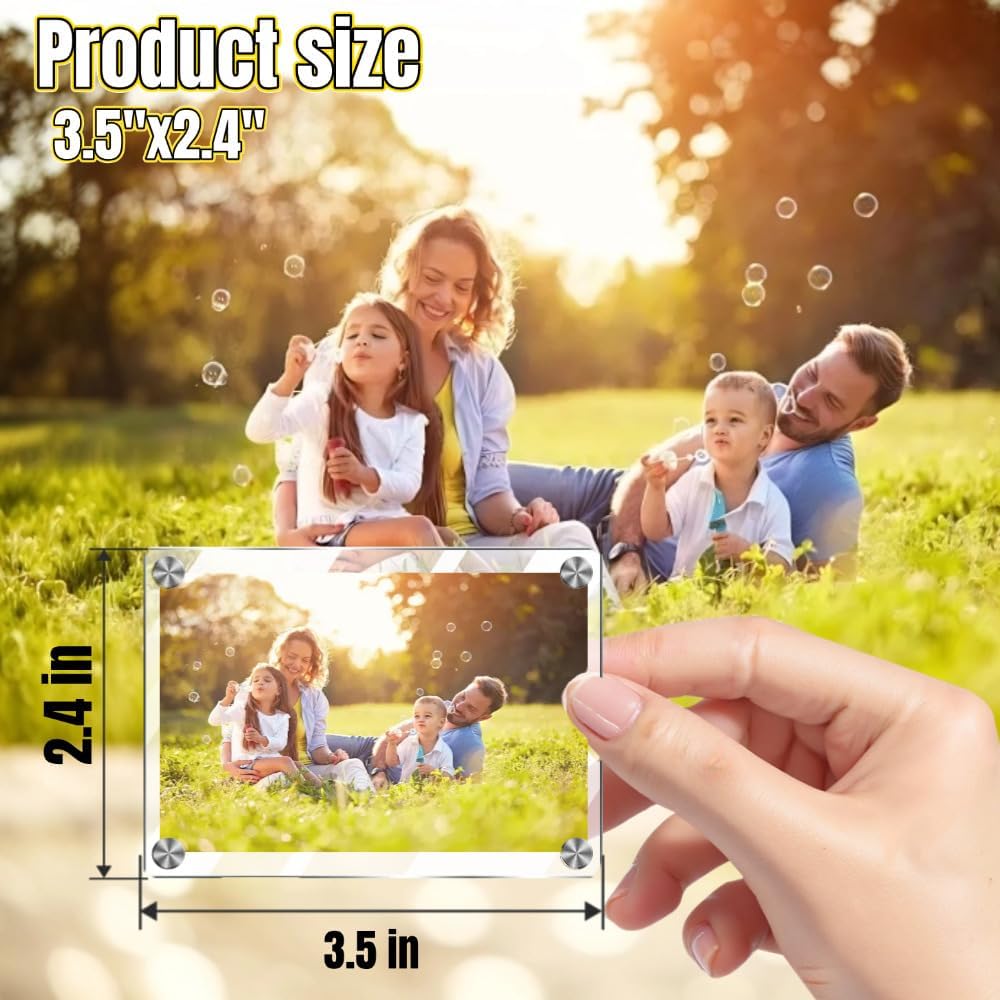 3Pcs Magnetic Car Picture Holder - Transparen Car Visor Clip Photo Frame Suitable for Lover or Family Photo, Car Visor Photo Clip Gifts for Mom