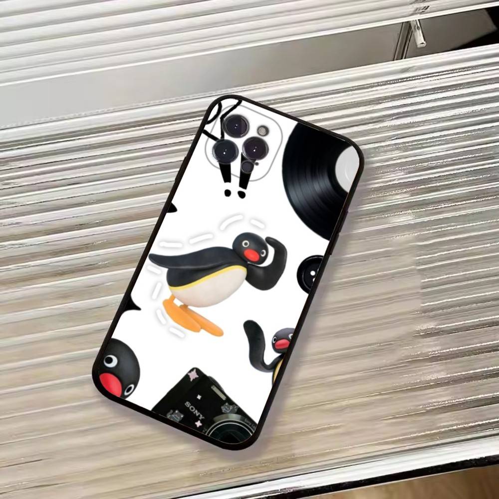 

Милый Чехол-Пингвин Пингу для Телефона iPhone 17, 16,15,14,13,12,11 Plus,Pro Max, Других Мягкий Черный Чехол iPhone17