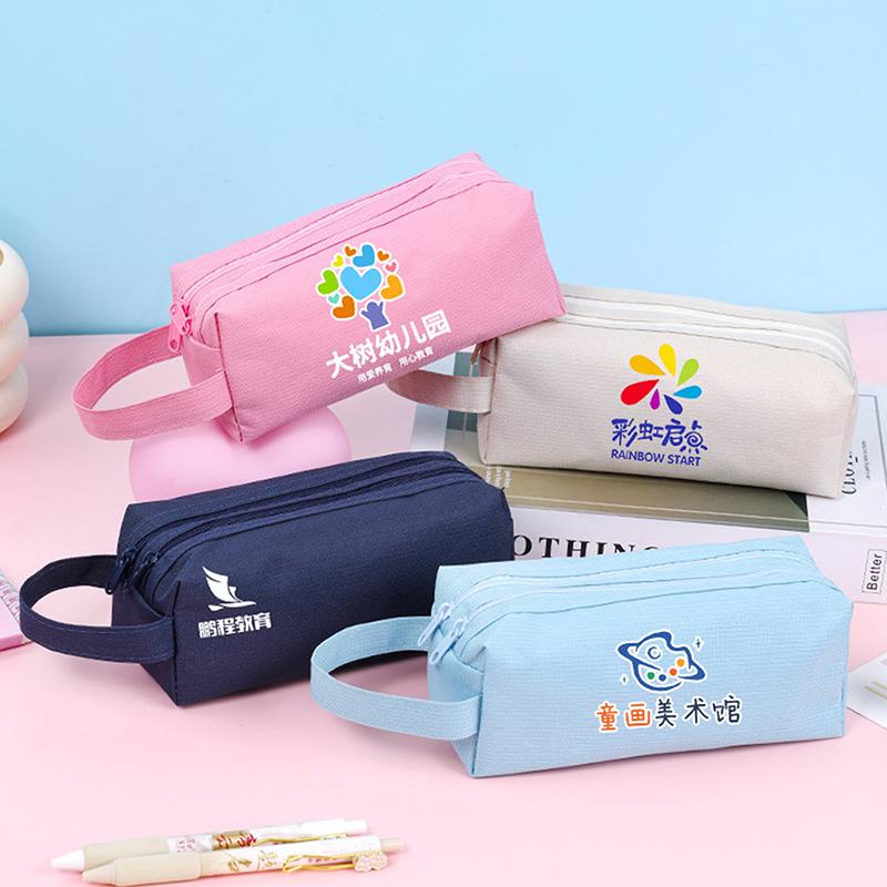 Dvouvrstvé zipové pouzdro na tužky, taška na uložení psacích potřeb, velká kapacita, jednobarevné pouzdro na tužky, školní potřeby