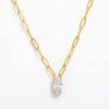 Matte Waterproof Water Drop Cubic Zirconia Pendant Paper Needle Necklace Stainless Steel Fashion Jewelry