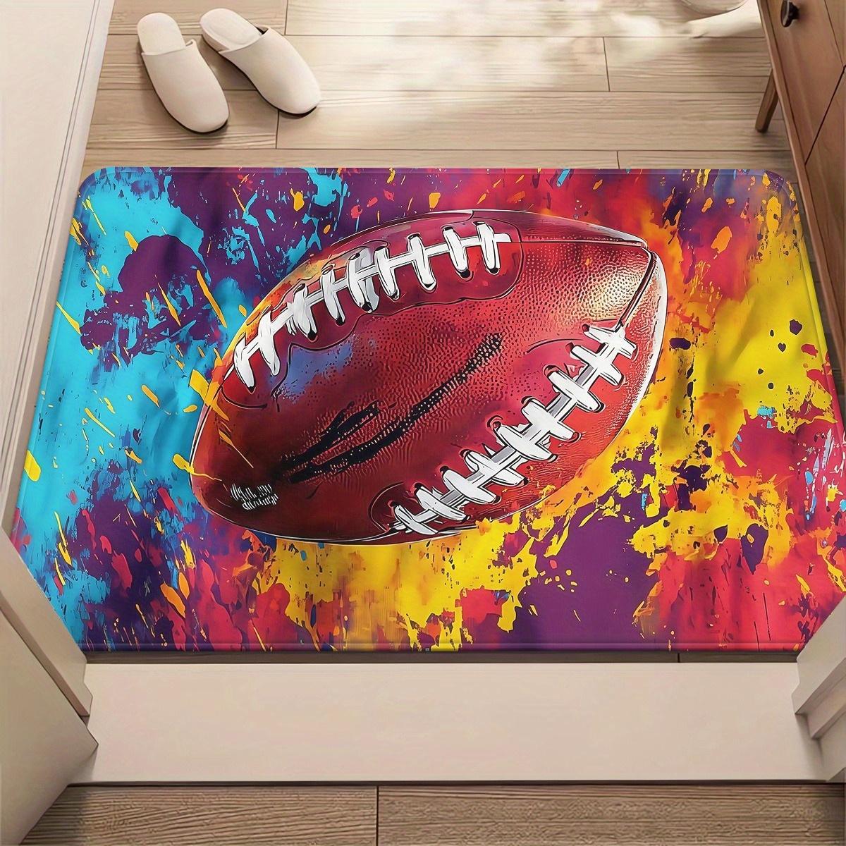 

1pc Artistic American Football Doormat Non-Slip Absorbent Microfiber Rug for Bathroom Bedroom Living Room Entryway 40x60cm