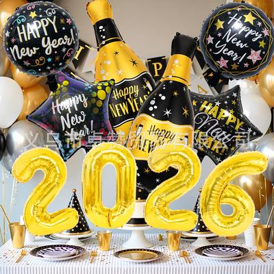 Neujahrsthema Ballon-Set Frohes Neues Jahr Gold Schwarz Frohes Neues Jahr Ballon