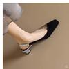 Women Square Toe Sandals Black Toe Patchwork Pumps Gold Sliver Slingbacks Mid Heels Summer Female Dress Shoes Plus Size 41 1363N