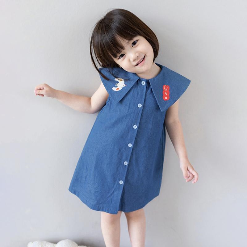 Dziewczęca sukienka typu Princess bez rękawów, z kołnierzykiem