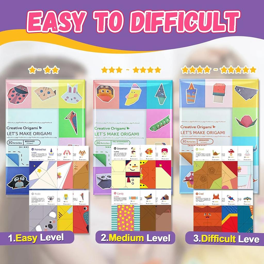 Non-Toxic Origami Kit 30/96 Sheets Origami Paper Craft Guiding Book Diy Art Craft Projects Supplies For Beginners Children Kids Children