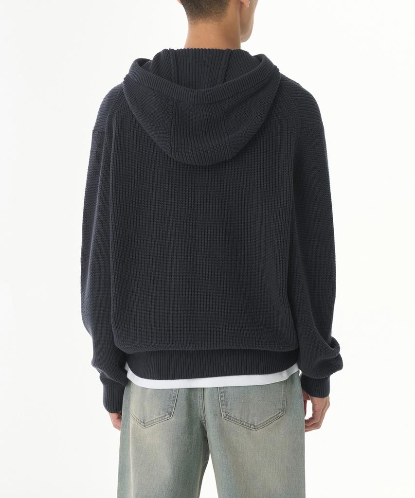 MUSINSA STANDARD Ribbed Knit Hooded Zip-Up [Iron Grey]