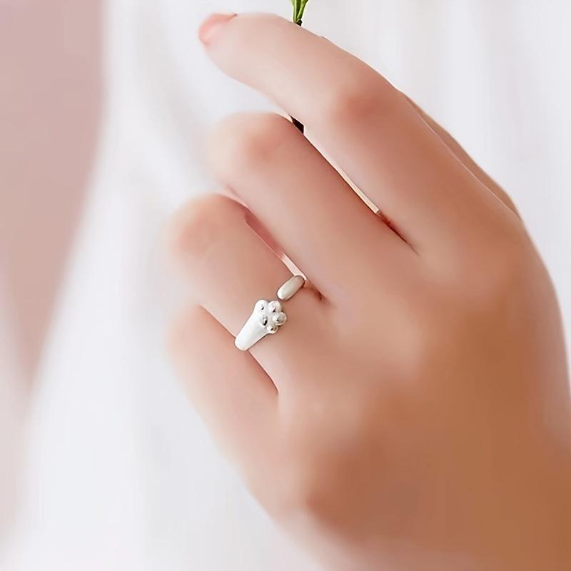 Original Simple Cute Kitten Silver Ring for Japanese & Korean Trendsetter Students
