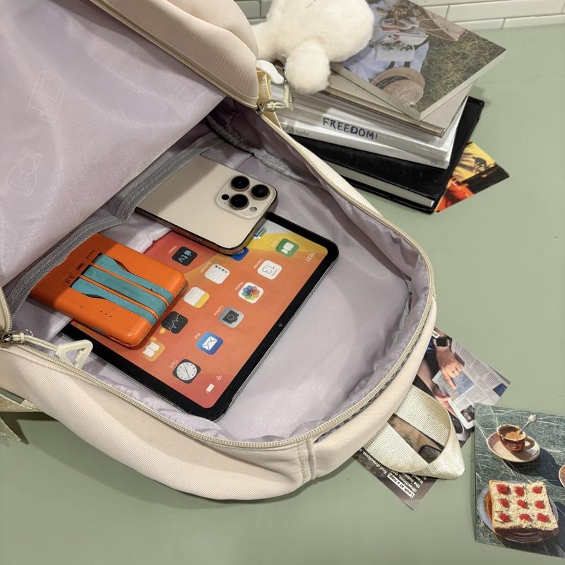 Skolväska med studentbokstavstryck, Stor kapacitet Ryggsäck för Kvinnor