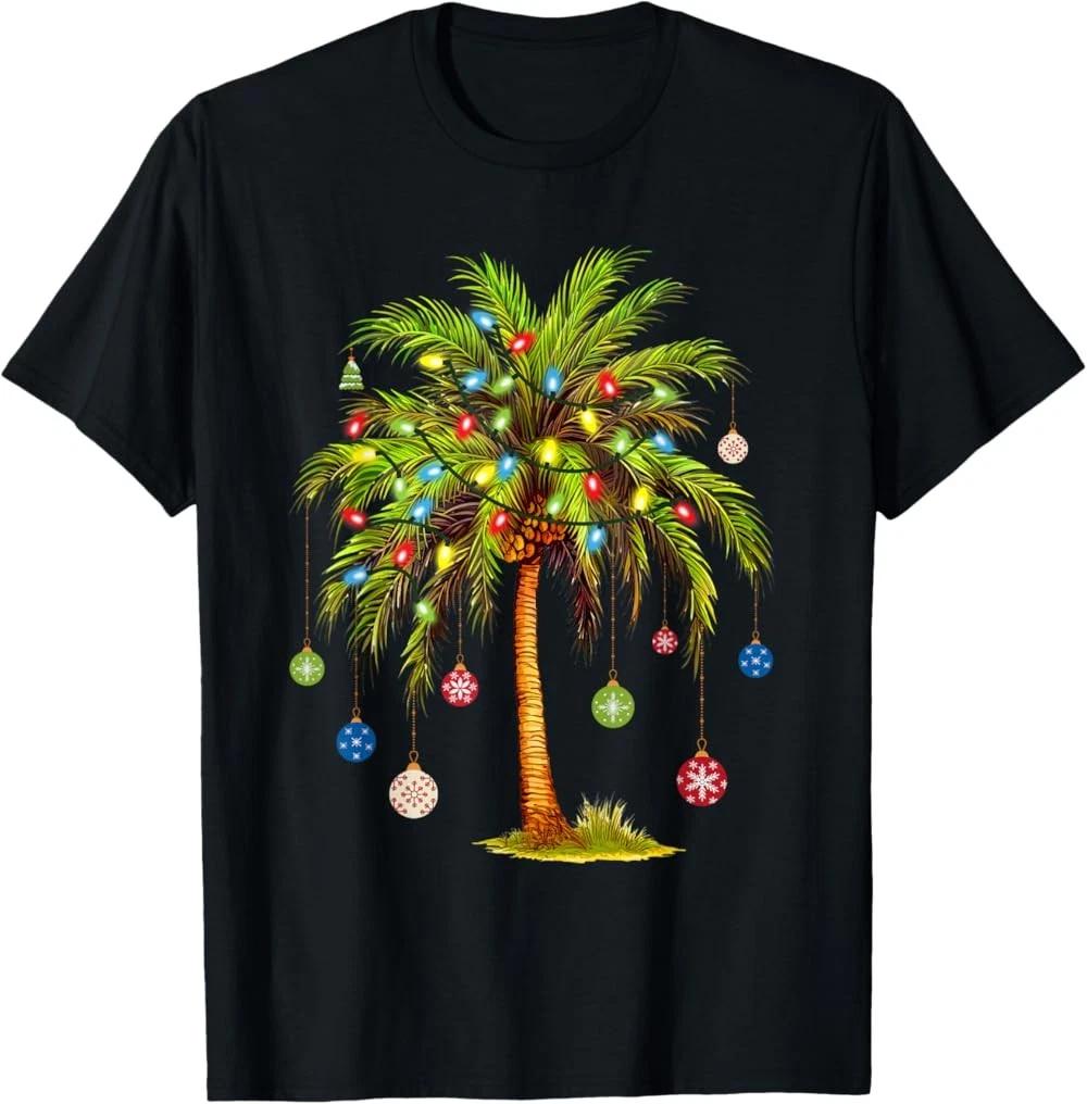 Christmas Palm Tree Light Hawaiian Tropical Xmas T-Shirt XXL