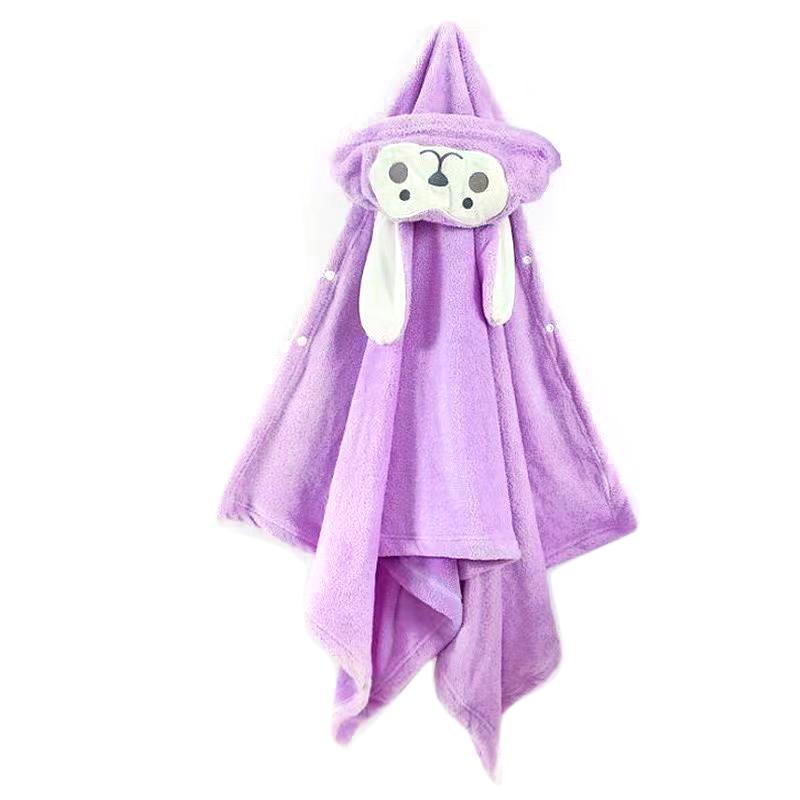 

Малышей малышей банное полотенце с капюшоном детский халат супер мягкий впитывающий банное полотенце одеяло мультфильм коралловый флис детский банный халат мальчик девочка 70x140cm фиолетовый