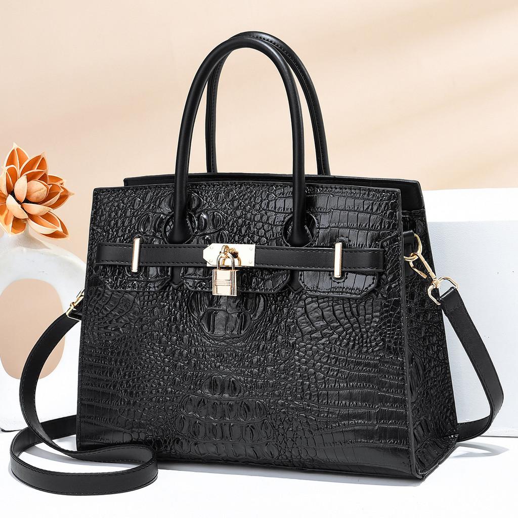 Stylish Large Capacity Crocodile Pattern Tote Handbag For Trendy Everyday Use