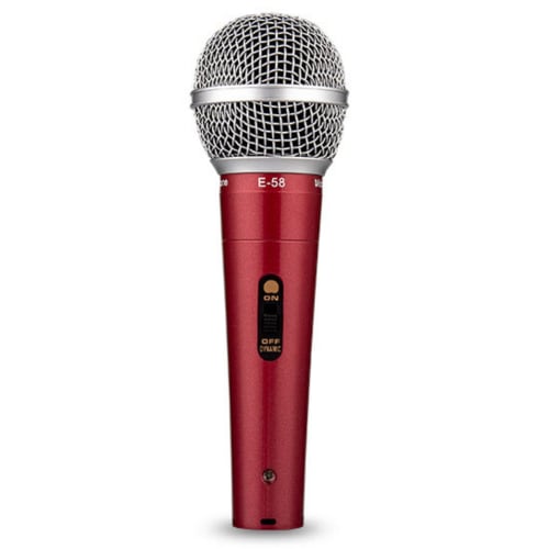 Fujirec Dynamic Microphone with XLR Phone Cable, Wired Handheld Microphone for Vocals, Narration, Karaoke, and DTM, with Switch, Unidirectional (Red)