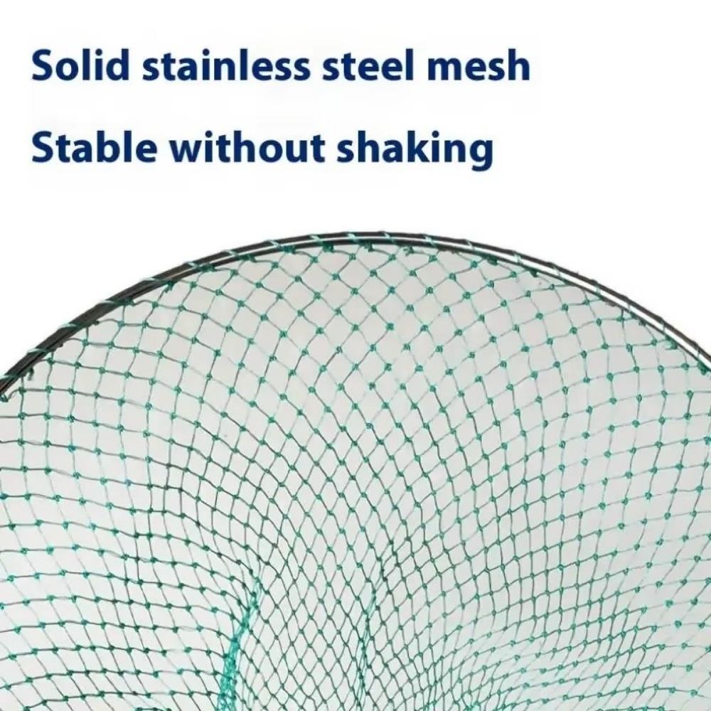 Stainless Steel Fishing Landing Net Nylon Mesh Fly Fishing Dip Net  For Freshwater Saltwater