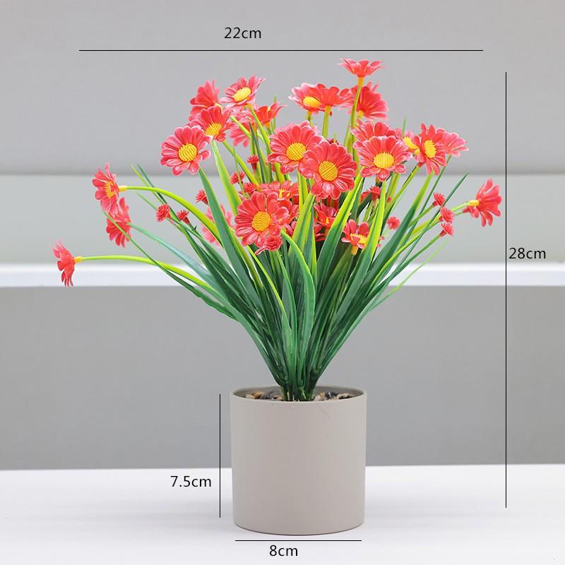 Artificial Potted Plant Decor Indoor Outdoor Use Plastic Floral Arrangement 28cm Height Nordic Style Sweetheart Chrysanthemum