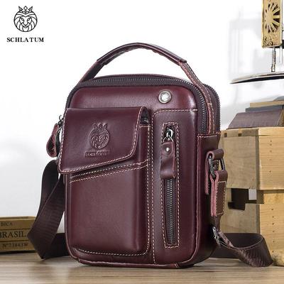 Lion Layton Men's Genuine Cowhide Leather Retro Crossbody Bag - Stylish and Compact for Everyday Use