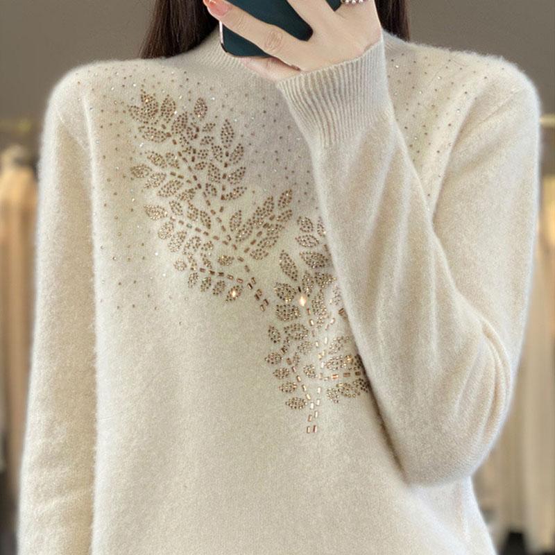 Sweter damski jesienno-zimowy lekki ciepły dzianinowy elastyczny top z długim rękawem