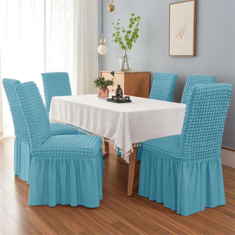 Seersucker Chair Cover Elastic Wedding Chair Slipcovers with Skirt All Season Universal Seat Covers Living Room Housse De Chaise