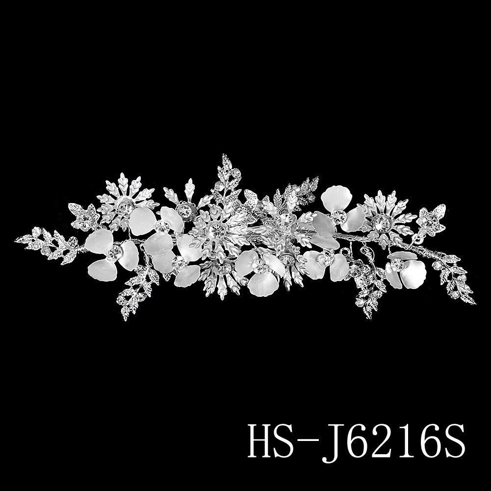New bridal headdress rhinestone pearl comb metal leaf handmade hair accessories soft pottery flower plate hair comb