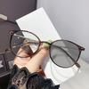 Fashion Photochromic Myopia Glasses Retro Round Anti-Blue Light Eyeglasses Outdoor Protective Eyewear Diopter 0 To -4.0