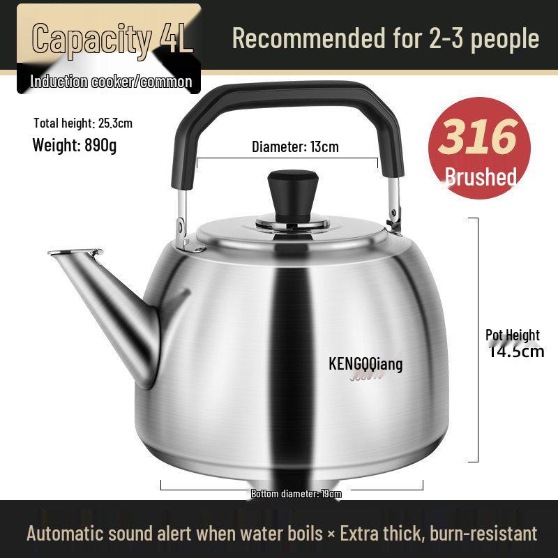316 Stainless Steel Whistling Stovetop Kettle for Household Use