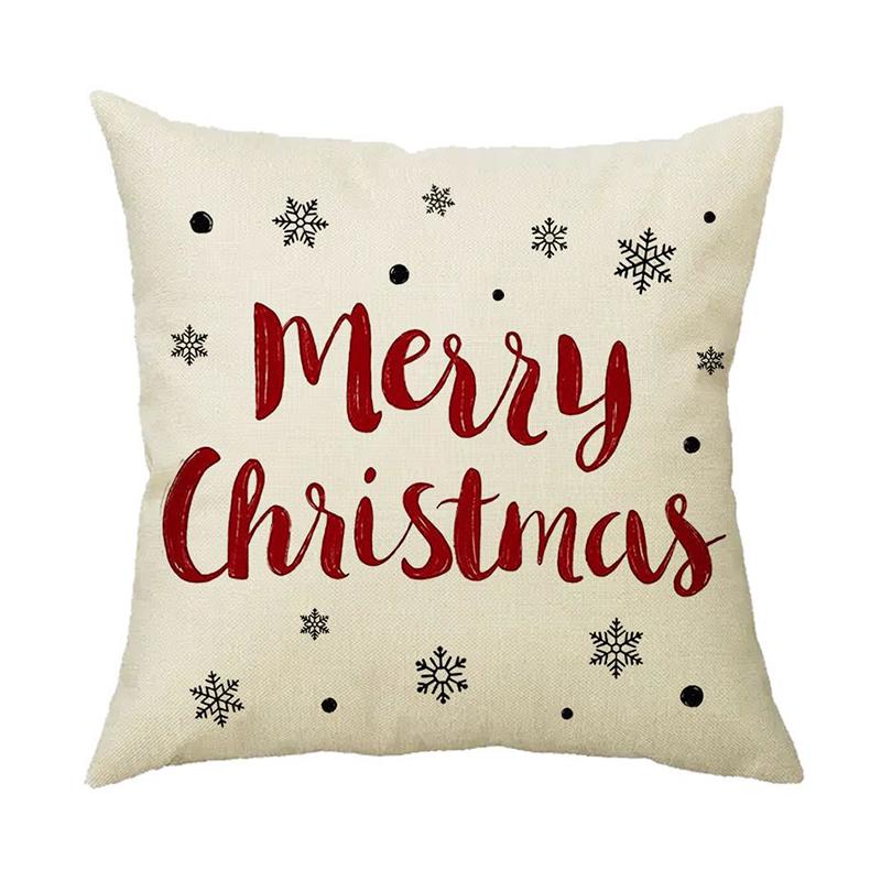 Christmas Pillow Cover Linen Printed Home Sofa Cushion Cover Car Headrest Office Pillowcase Christmas Party Decoration