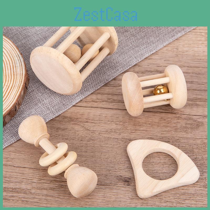 Wooden Baby Rattle Set With Sound Rescue For Early Childhood Learning And Development