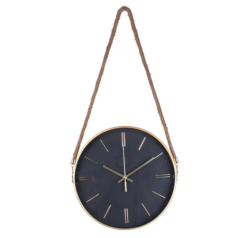 Simple Hanging Rope Wall Clock, Creative Fashion Clock, Wall Clock, Living Room Wall Clock, 12-inch Quartz Clock for Home Use