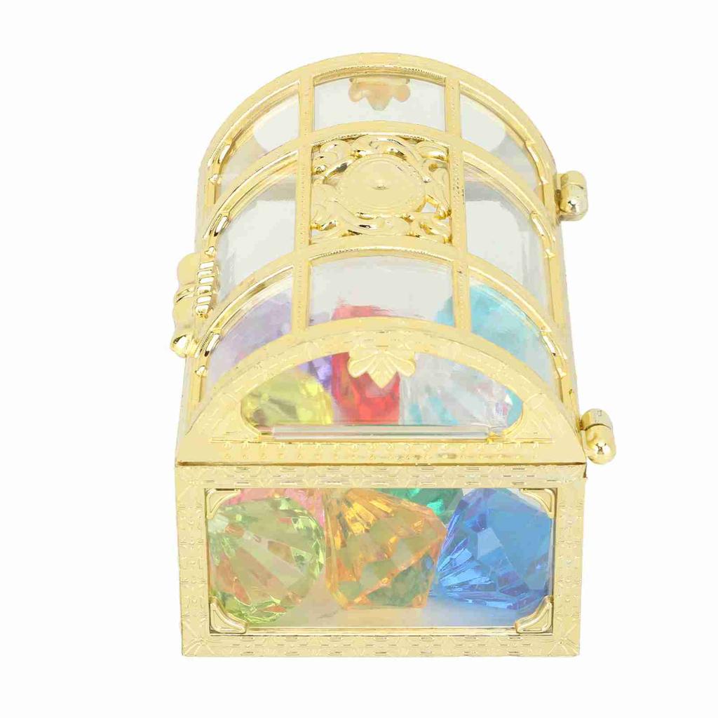 10PCS Diamonds Diving Toy Acrylic Golden Box Colorful Underwater Gem Pool Toys for Boys and Girls