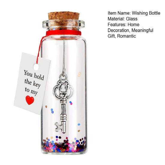 Anniversary Romantic Gift for Her Him You Hold The Key To My Heart Bottle Tiny Glass Wish Jar for Valentine's Day Anniversary Christmas