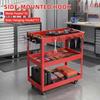 Three Tier Tool Cart 3-Tier Rolling Cart, Metal Heavy Duty Utility with Side Hooks, Mobile Organizer 4 Wheels, Handle, 330lbs Load Capacity