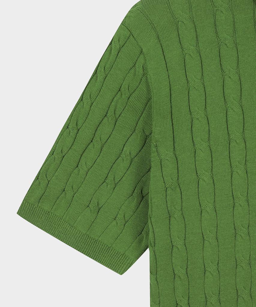 BROOKS BROTHERS Cotton Cable Polo Short Sleeve Sweater (Green) (Bbwtmb204Aifm)
