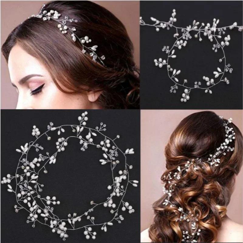 Tocado de Moda Nupcial Occidental para Novia Hecho a Mano Boda Cristal Perla Accesorios para el Cabello Adornos Horquilla de Diamantes de Imitación