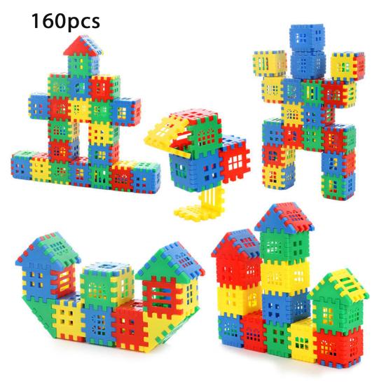 140/160/260Pcs Kids Waffle Building Blocks Toy Toddlers Boys Girls Interlocking Blocks Construction Learning STEM Educational Toy Set