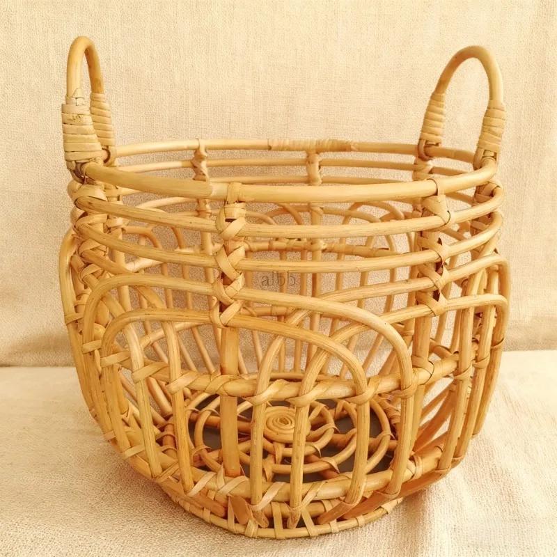 Professional Studio Photography Props 1pc Retro Rattan Basket Chair Newborn Posing Bed Backdrops for Infant Baby Girl Boy Shoots