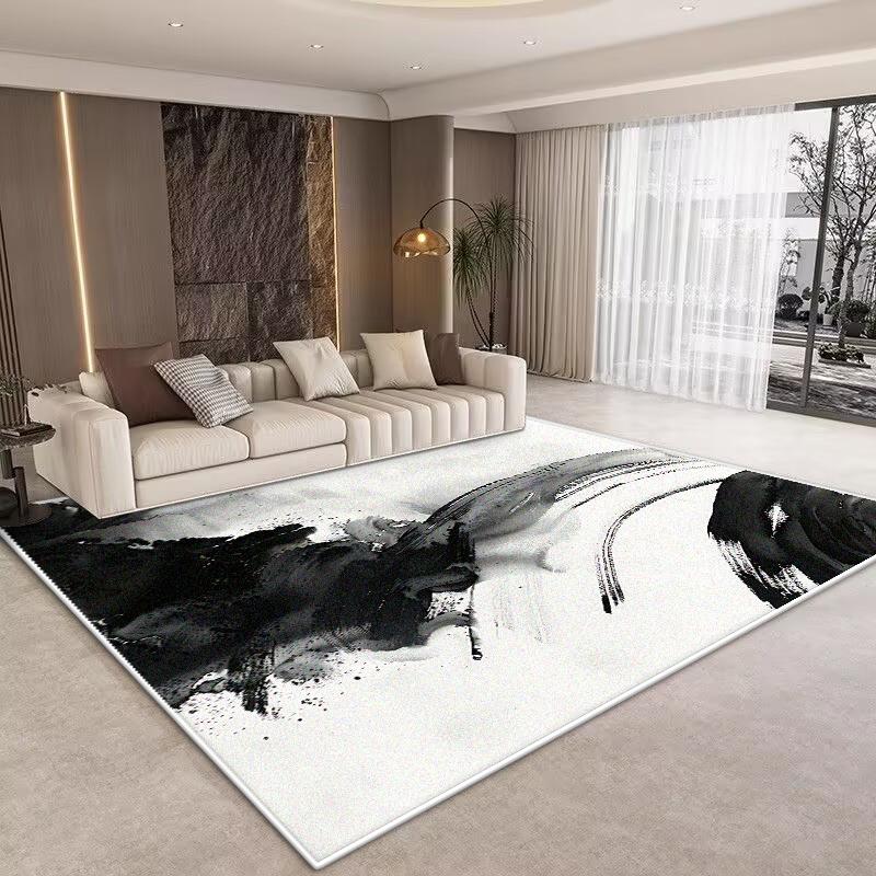 Nordic Livng Room Carpet Home Decoration Abstract Black Rug Bedroom Decor Area Rugs Washable Non-slip Dining Room Floor Mat