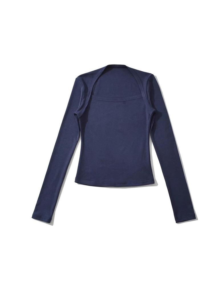 Hot Girl Square Neck Off-Shoulder Slimming Long Sleeve Top for Women