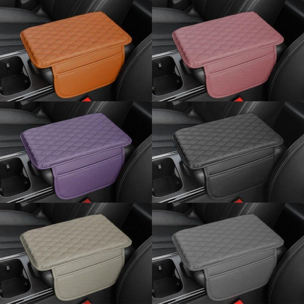 PU Leather Center Console Protector Cover Universal Armrest Storage Car Accessories