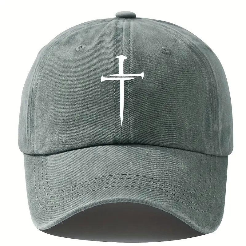 Cross Hat for Men Women Denim Baseball Caps Cross Logo Unisex Dad Hat Fashionable and Versatile Sun Hat