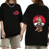 Naruto Sasuke Roter Mond Szene T-Shirt, Vorne Akatsuki Wolken Abzeichen Hinten Doppelcharakter Grafik Unisex Lockeres Oberteil