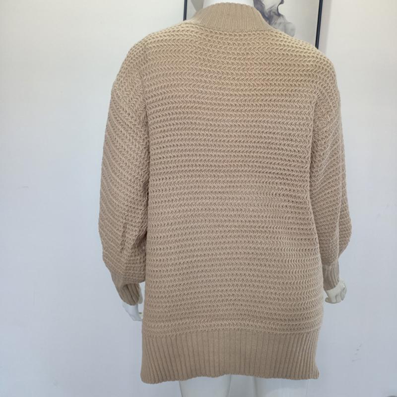 Dámský volný pulovr s dlouhým rukávem, pletený svetr jednobarevný