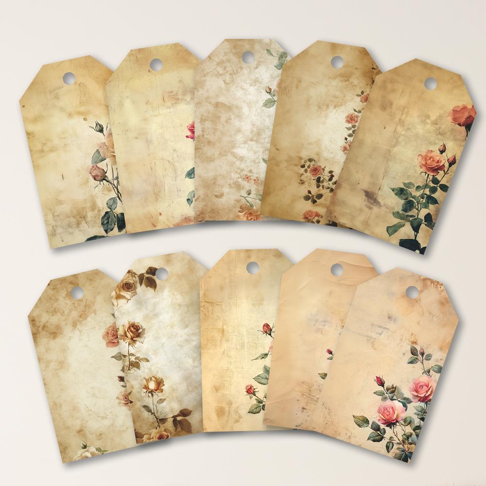 40pcs blank floral tags for gifts, weddings, bridal showers, birthdays, message cards, greeting cards, with jute twine included.