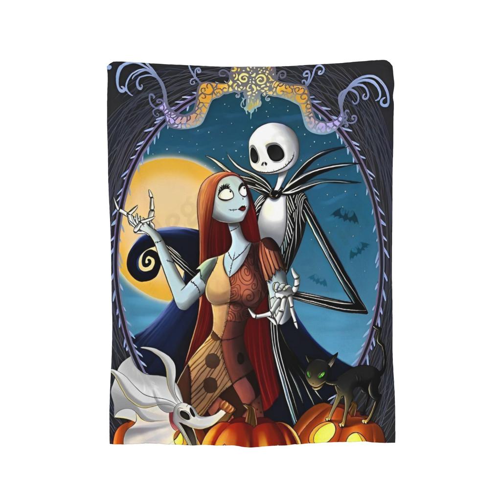 Albtraum Jack Skellington Flanelldecken The Nightmare Before Christmas Vintage Überwurf für Zuhause 125*100cm Teppichstück,