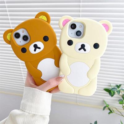 3D Cartoon Rilakkuma Bär Handyhülle für IPhone 16 Promax 15 14 13 12 11 Pro Max Xs XR 6 7 8 Plus SE 5 5s 4s Weiche Silikonhülle