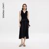 LANCY Elegant V-Neck Sleeveless A-Line Midi Dress